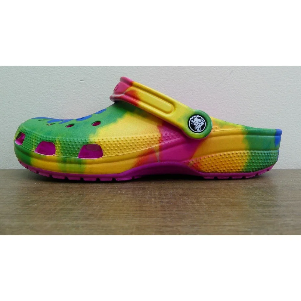 Crocs Classic Clog Mens 9 Multi Excellent Tie Dye Graphic Slip On 205453-90H